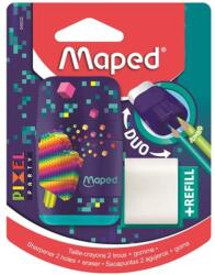 Maped Hegyező és radír, kétlyukú, tartályos, pótradírral, MAPED "Pixel Party Connect (IMA049222) - tintasziget