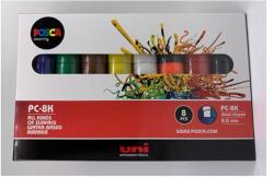 uni Dekormarker készlet, 8 mm, vágott, UNI "Posca PC-8K", 8 különböző szín (TUPC8K8DB) - tintasziget