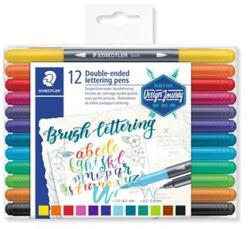 STAEDTLER Ecsetirón készlet, 0, 5-0, 8/1, 0-6, 0 mm, kétvégű, STAEDTLER "3004"", 12 szín (TS3004TB12) - tintasziget