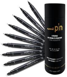 uni Rajzmarker készlet, UNI PIN "Tube", 9 különböző vonalvastagság, fekete (TUPINTUBE) - tintasziget