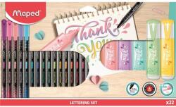 Maped Kalligrafikus készlet, 22 darabos, MAPED "Lettering Set", 6 szövegkiemelő + 16 tűfilc különböző színekben (IMA983719) - tintasziget