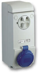 Schneider Electric Schneider 83092 UNIKA Falra szerelhető, reteszelhető aljzat, 2P+F, 6h, 32A, 250V, IP65, védelem nélkül (83092)