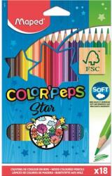 Maped Színes ceruza készlet, háromszögletű, MAPED "Color`Peps Star", 18 különböző szín (IMA183218) - tintasziget