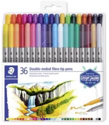STAEDTLER Filctoll készlet, 0, 8/3, 0 mm, kétvégű, STAEDTLER® "3200", 36 különböző szín (TS3200TB36) - tintasziget