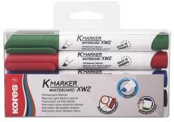 Kores Tábla- és flipchart marker készlet, 3-5 mm, vágott, KORES "K-Marker XW2", 4 különböző szín (IK20845) - tintasziget