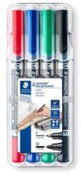 STAEDTLER Alkoholos marker készlet, 0, 6/1, 5 mm, kúpos, kétvégű, STAEDTLER "Lumocolor® duo 348", 4 különböző szín (TS348WP4) - tintasziget