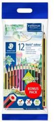 STAEDTLER Színes ceruza készlet, hatszögletű, ajándék grafitceruzával és radírral, STAEDTLER "Noris 185", 12 különböző szín (TS61SET6) - tintasziget