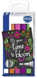STAEDTLER Krétamarker készlet, 2, 4 mm, kúpos, STAEDTLER "Lumocolor® chalk marker 344", 5 különböző szín (TS344C5) - tintasziget