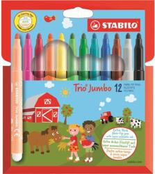 STABILO Filctoll készlet, 3 mm, STABILO "Trio Jumbo", 12 különböző szín (TST38012)