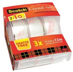 3M Ragasztószalag adagolón, kézi, 19 mm x 7, 5 m, 3M SCOTCH "Crystal", 2+1 akció (LPM61975C32) - tintasziget