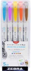 Zebra Ecsetirón készlet, kétvégű ZEBRA "Mildliner Warm", 5 szín (TZ79305) - tintasziget