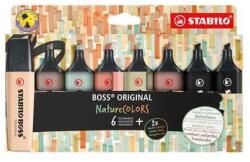STABILO Szövegkiemelő készlet, 2-5 mm, STABILO "BOSS original NatureCOLORS", 6 különböző szín + 2 fekete (TS70821) - tintasziget