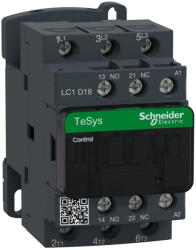 Schneider Electric LC1D18U7 AC mágneskapcsoló, 7, 5kW/18A (400V, AC3), csavaros csatlakozás, 1Z+1NY (LC1D18U7)