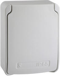 Schneider Electric Schneider 81139 PRATIKA Háztartási aljzat, 2x2P+F, 65x85, szürke, IP65, olasz (81139)