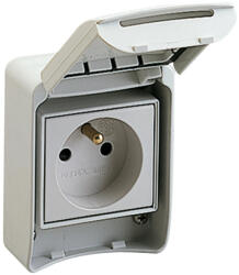 Schneider Electric Schneider 81140 PRATIKA Háztartási aljzat, 2P+F, 65x85, hátsó meghúzással, szürke, IP65, francia (81140)
