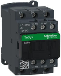 Schneider Electric LC1D18JD DC mágneskapcsoló, 7, 5kW/18A (400V, AC3), csavaros csatlakozás, 1Z+1NY (LC1D18JD)