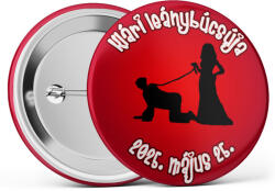 Partikellékek Pórázos lánybúcsús kitűző választható névvel és dátummal