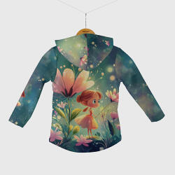 Takoy Panel szabásmintával 134-es softshell kabát vöröshajú lány egy nagy virág alatt