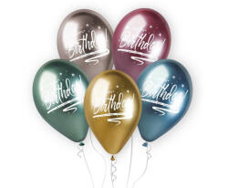 Gemar Szülinapi latex lufi 11" 28cm 5db Happy Birthday! Chrome (LUFI705221)