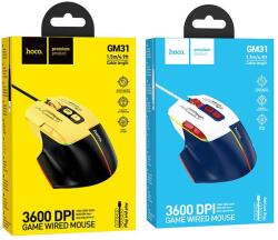 Hoco gaming drót USB A számítógépes egér 3600DPI fekete sárga