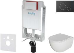 kielle Genesis - Falsík alatti szerelőkészlet, Oudee WC softclose ülőkével és Gemini II vezérlőgombokkal, matt fekete / króm 30505SZ22 (30505SZ22)
