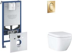 GROHE Rapid SLX - Készlet fali beépítéshez, WC, SoftClose ülőkével és Arena Cosmopolitan gombbal S, Triple Vortex, Cool Sunrise SANI11BB4110 (SANI11BB4110)