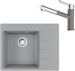 Franke Készletek - G215 szett, illatos mosogató CNG 611-62 TL/2 és keverő FC 3055.084, szürke kő/króm 114.0650. 773 (114.0650.773)