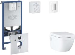 GROHE Rapid SLX - Készlet fali beépítéshez, WC, SoftClose ülőkével és Skate Cosmopolitan gombbal, Moon White SANI11BB3111 (SANI11BB3111)