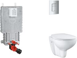 GROHE Uniset - Készlet fali beépítéshez, WC, SoftClose ülőkével és Skate Cosmopolitan gombbal, matt króm SANI15BB2102 (SANI15BB2102)