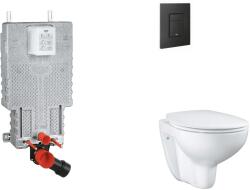 GROHE Uniset - Készlet fali beépítéshez, WC, SoftClose ülőkével és Even gombbal, phantom black SANI15BB5101 (SANI15BB5101)