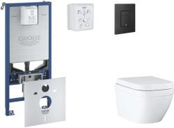 GROHE Rapid SLX - Készlet fali beépítéshez, WC, SoftClose ülőkével és Even gombbal, Triple Vortex, phantom black SANI11BB5104 (SANI11BB5104)