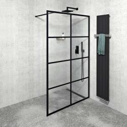 SAPHO Cure Black - Zuhanyképernyő 1400x2000 mm, fekete matt/tiszta üveg CB140 (CB140)