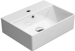 SAPHO GSI Kube X - Mosdókagyló 45x35 cm, túlfolyóval, csaptelep lyukkal, ExtraGlaze, fehér 94859111 (94859111)