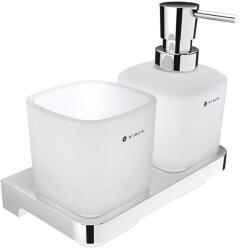 Nimco Maya - Szappanadagoló és pohár tartóval, matt üveg/króm MA 2905831C-T-26 (MA 2905831C-T-26)