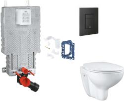 GROHE Uniset - Készlet fali beépítéshez, WC ülőke, SoftClose ülőke, Even gomb és bedobható tabletta készlet, phantom fekete SANI15BB5113 (SANI15BB5113)