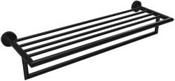SAPHO X-Round - Polc törölközőtartóval, 55 cm hosszú, fekete színű XR421B (XR421B)