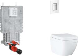 GROHE Uniset - Készlet fali beépítéshez, WC, SoftClose ülőkével és Skate Cosmopolitan gombbal, Triple Vortex, Moon White SANI15BB3107 (SANI15BB3107)