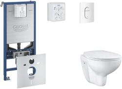 GROHE Rapid SLX - Készlet fali beépítéshez, WC, SoftClose ülőkével és Arena Cosmopolitan gombbal, alpesi fehér SANI11BB3102 (SANI11BB3102)