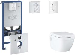 GROHE Rapid SLX - Készlet fali beépítéshez, WC, SoftClose ülőkével és Arena Cosmopolitan gombbal, alpesi fehér SANI11BB3110 (SANI11BB3110)