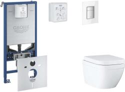 GROHE Rapid SLX - Készlet fali beépítéshez, WC, SoftClose ülőkével és Skate Cosmopolitan gombbal, Triple Vortex, Moon White SANI11BB3107 (SANI11BB3107)