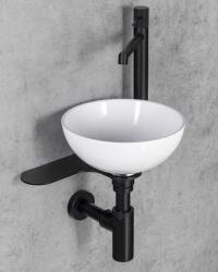 SAPHO Tetris - Mosdókagyló és konzol szett, átmérő 26 cm, túlfolyó nélkül, ClickClack, fehér/ matt fekete TZ427-01 (TZ427-01)