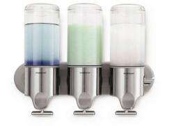 simplehuman Fürdőszobai kiegészítők - Folyékony szappan, sampon és kondicionáló adagoló tartóval, 3x 444 ml, szálcsiszolt rozsdamentes acélból BT1029 (BT1029)