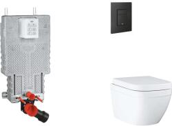 GROHE Uniset - Készlet fali beépítéshez, WC, SoftClose ülőkével és Even gombbal, Triple Vortex, phantom black SANI15BB5104 (SANI15BB5104)