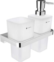 Nimco Maya - Szappanadagoló és pohár tartóval, matt üveg/króm MA 2905831H-26 (MA 2905831H-26)