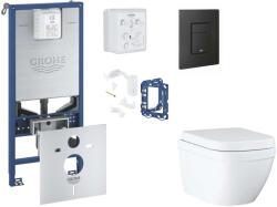 GROHE Rapid SLX - Készlet fali beépítéshez, WC-ülőke, SoftClose ülőke, Egyenletes gombok és tablet bedobható készlet, Triple Vortex, phantom fekete SANI11BB5127 (SANI11BB5127)