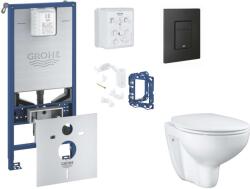 Grohe Rapid SLX - Készlet fali beépítéshez, WC ülőke, SoftClose ülőke, Even gomb és bedobható tabletta készlet, phantom fekete SANI11BB5125 (SANI11BB5125)