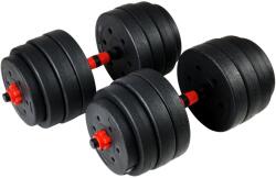 FUNFIT Set 2 gantere bituminoase, 2 x 20 kg, cleme prindere, negre