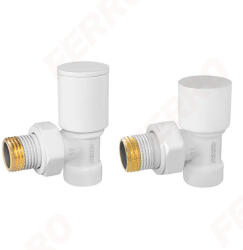 FERRO Polonia Set robineti radiator tur/retur coltari 1/2", alb (ZGB31WH)