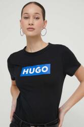 HUGO Blue pamut póló női, fekete - fekete M