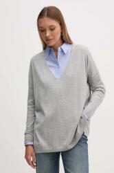 Pepe Jeans gyapjúkeverék pulóver ISELA V-NECK könnyű, női, szürke, PL702220 - szürke M